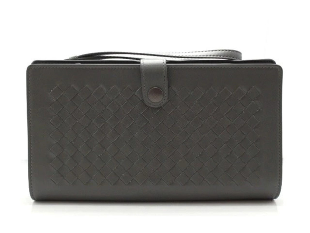 BOTTEGA VENETA Shoulder Bag Multi Case Leather Intrecciato Gray
